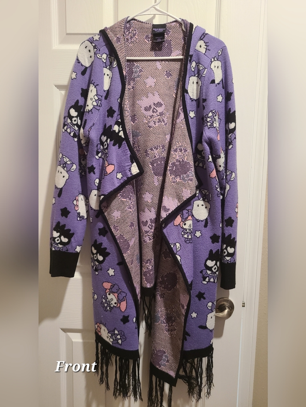 Hot Topic Hello Kitty & Friends Lavender and Black Knit Cardigan 3X